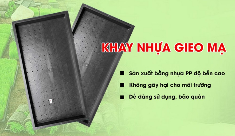 Khay gieo mạ cấy cao cấp bền đẹp (Kích thước 20x40cm) thích hợp với máy cấy lúa 8 hàng 2Z-8238BG Kích thước Khay gieo mạ cấy cao cấp bền đẹp thích hợp với máy cấy lúa 8 hàng 2Z-8238BG